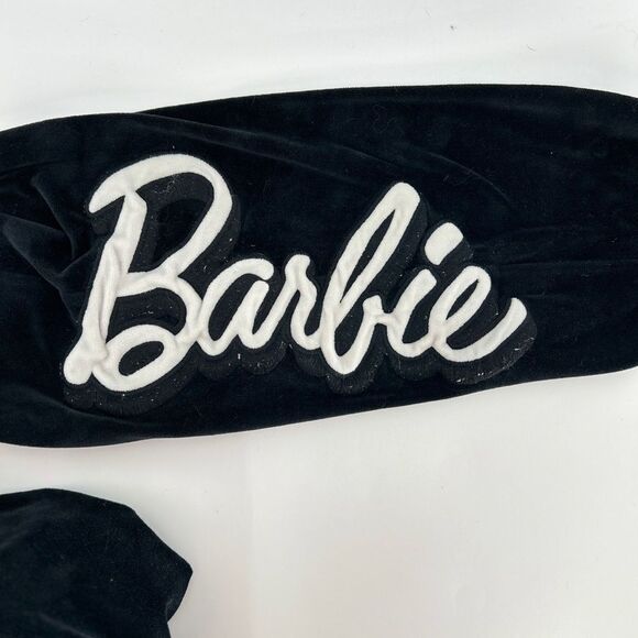 Women's Forever 21 x Barbie Velour Sweatpants Joggers Black White Small - Picture 6 of 8